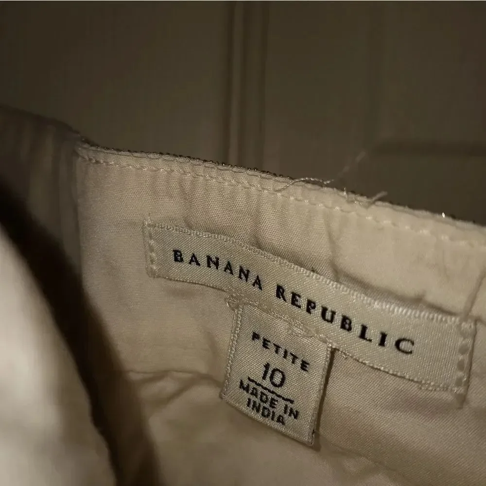 BananaRepublic10PCreamEmbroidered RuffleWaist StraplessPocketsLined Women'sDress